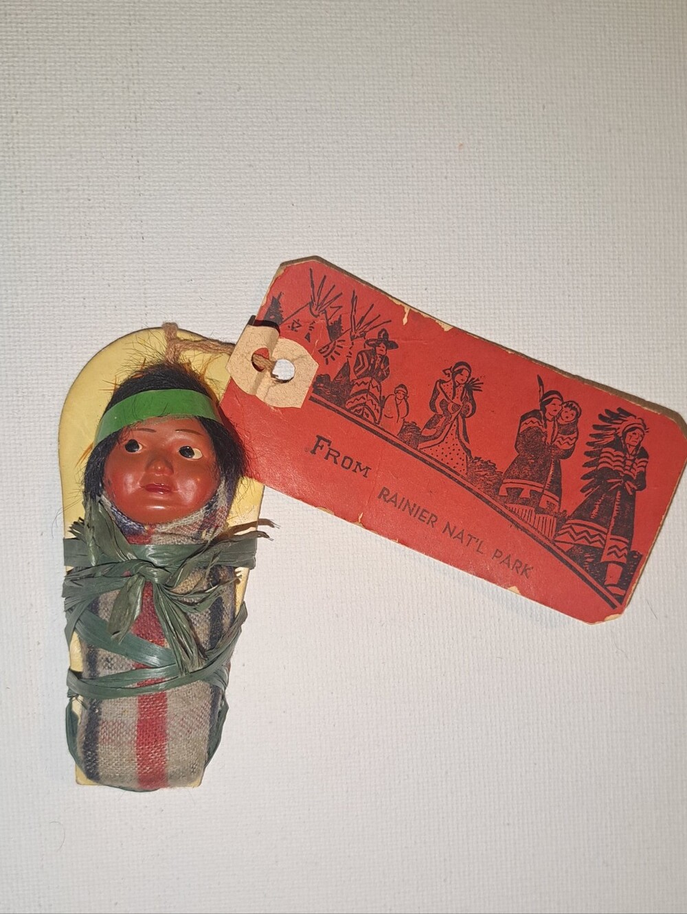 Vintage Collectable Skookum Doll Papoose on Cradle Board Baby Doll